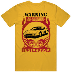 Ferrari Testarossa Warning May Start Talking About My Car Worn Look Mens Cotton Tee T Shirt