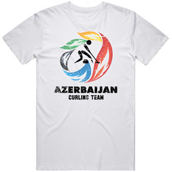 Azerbaijan Curling Team 2014 Olympic Sochi Vintage Distressed Mens Cotton Tee T Shirt