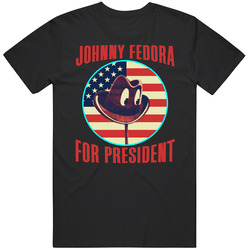 Johnny Fedora For President Spy Comic Book Fan Mens Cotton Tee T Shirt