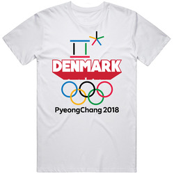 Denmark Winter Olympics Pyeongchang 2018 3d Text Mens Cotton Tee T Shirt