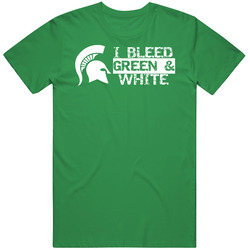 I Bleed Green And White Michigan Spartans Basketball Mens Cotton Tee T Shirt