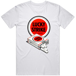 Lucky Strike, T-shirt, Strikes, Cigarettes, Tobacco, Smokes, Smoker, Pack, Retro, Logo Mens Cotton Tee T Shirt