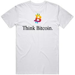 Think Bitcoin Mens Cotton Tee T Shirt