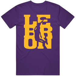 Lebron James 23 Dunk Silhouette Los Angeles L Basketball Fan Mens Cotton Tee T Shirt
