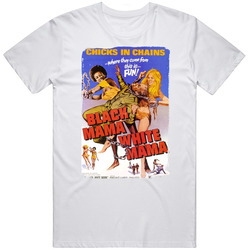 Black White Mama Chicks In Chains 70s Action Blaxploitation Movie Worn Look Mens Cotton Tee T Shirt