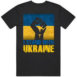 I Stand With Ukraine Raised Fist Support Mens Cotton Tee T Shirt