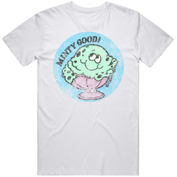 Ice Cream Sundae Minty Good Scratch N Sniff Sticker Retro Vintage Worn Look Mens Cotton Tee T Shirt