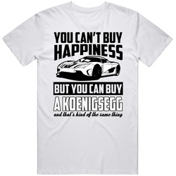 Black And White 2011 Koenigsegg Agera You Cant Buy Happiness Cool Car Mens Cotton Tee T Shirt
