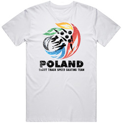 Poland Short Track Speed Skating Team 2014 Olympic Sochi Vintage Mens Cotton Tee T Shirt