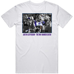 Justin Jefferson The One Handed Catch White Mens Cotton Tee T Shirt