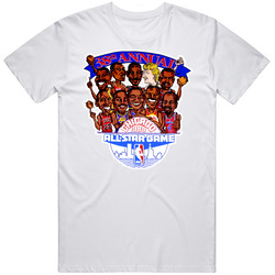 All Star Game Larry Bird Retro Caricature Mens Cotton Tee T Shirt