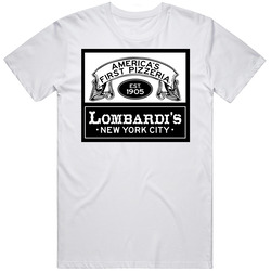 Lombardi's New York City Pizza Food Fan Mens Size Large White Mens Cotton Tee T Shirt
