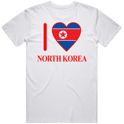 I Love North Korea Olympics Country Mens Cotton Tee T Shirt