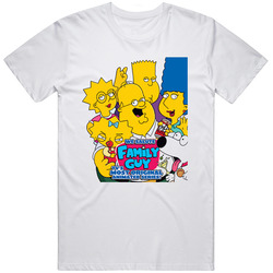 Simpsons Salute Family Guy Tv Show Funny Mens Cotton Tee T Shirt