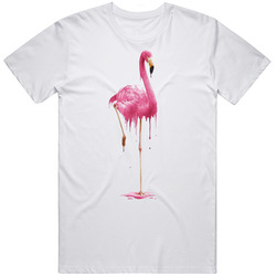 Melting Flamingo Illustration Cool Tropical Vibe Mens Cotton Tee T Shirt
