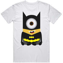 Batman Minion Dispicable Me 2 White T-shirt 100% Cotton New Item Retro Graphic Unisex Cotton White Classic Mens Cotton Tee T Shirt