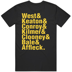 Batman Actors And Name Helvetica List West Clooney Bale Affleck Movie Fan Mens Cotton Tee T Shirt