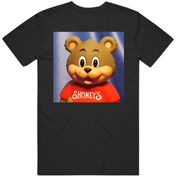 Shoneys Bear Family Restaurant Mascot Mens Cotton Tee T Shirt