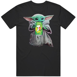 Baby Yoda The Child Mandalorian 7 Up Soda Pop Drink Mens Cotton Tee T Shirt