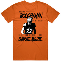 Boogeyman Goes To Sleep Checks For Chidobe Awuzie Football Fan Orange Mens Cotton Tee T Shirt