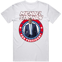Michael Strahan For President Talk Show Host Celeb Fan Election Mens Cotton Tee T Shirt
