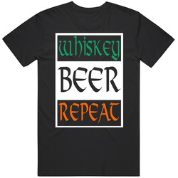 Whiskey Beer Repeat Irish St Patricks Day Funny Mens Cotton Tee T Shirt