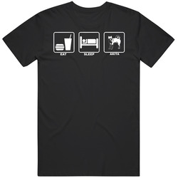 Akita Custom Dog Breed Eat Sleep Mens Cotton Tee T Shirt