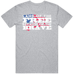 Land Of The Free Because Of The Brave Proud American Troops Mens Cotton Tee T Shirt
