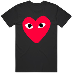 Comme Des Garcons Men's Black Play Printed Heart Mens Cotton Tee T Shirt