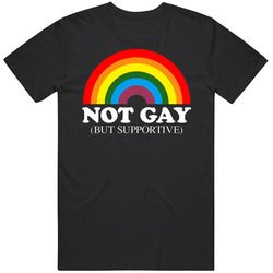 Not Gay But Supportive Pride Mens Cotton Tee T Shirt
