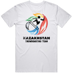 Kazakhstan Snowboarding Team 2014 Olympic Sochi Vintage Distressed Mens Cotton Tee T Shirt