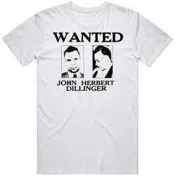 Wanted John Dillinger American Gangster Mens Cotton Tee T Shirt