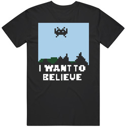 I Want To Believe X Files Parody Video Game Mens Cotton Tee T Shirt
