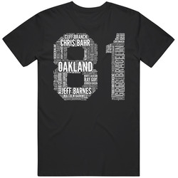 Oakland Football 1981 Superbowl Champions Team Roster Retro Sports Fan Mens Cotton Tee T Shirt