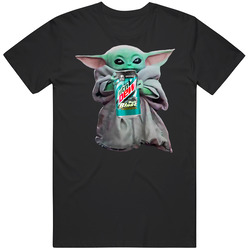 Baby Yoda The Child Mandalorian Mountain Dew Baja Blast Soda Pop Drink Mens Cotton Tee T Shirt