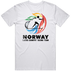 Norway Cross Country Skiing Team 2014 Olympic Sochi Vintage Distressed Mens Cotton Tee T Shirt