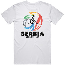 Serbia Curling Team 2014 Olympic Sochi Vintage Distressed Vintage Mens Cotton Tee T Shirt