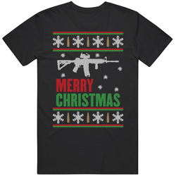 Ar15 Ugly Merry Christmas Sweater Mens Soft Cotton Tee T Shirt