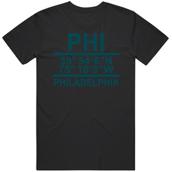 Philadelphia Gps Coordinates Lincoln Financial Field Philadelphia Football Fan Mens Soft Cotton Tee T Shirt
