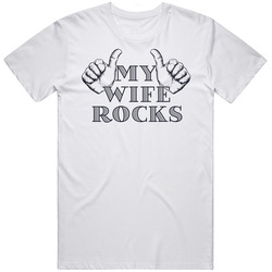 My Wife Rocks Funny Proud Husband Just Married Anniversary Mens Soft Cotton Tee T Shirt