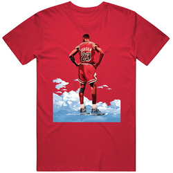 Michael Jordan In The Clouds Superstar Chicago Basketball Sports Fan Mens Soft Cotton Tee T Shirt