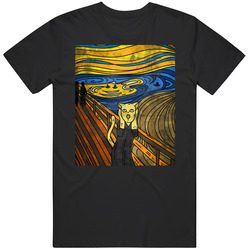 The Scream Cat Painting Famous Paintings Parody Mens Soft Cotton Tee T Shirt