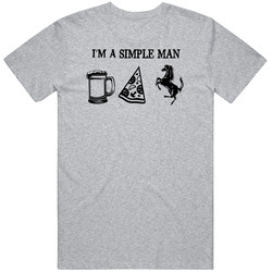 Ferrari Simple Man Beer Pizza Car Logo Driving Fan Mens Soft Cotton Tee T Shirt