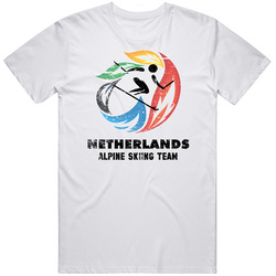 Netherlands Alpine Skiing Team 2014 Olympic Sochi Vintage Distressed Mens Soft Cotton Tee T Shirt