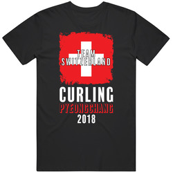 Team Switzerland Curling Pyeongchang 2018 Olympic Mens Soft Cotton Tee T Shirt