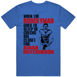 Boogeyman Checks His Closet For Aidan Hutchinson Detroit Football Fan Mens Soft Cotton Tee T Shirt