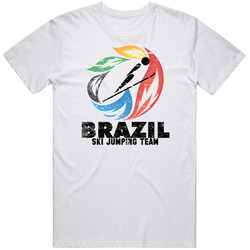 Brazil Ski Jumping Team 2014 Olympic Sochi Vintage Distressed Mens Soft Cotton Tee T Shirt