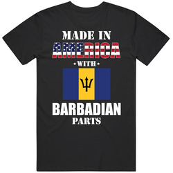 Made In America With Barbadian Parts Patriotic Nationality Mens Soft Cotton Tee T Shirt