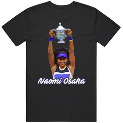 Naomi Osaka Tennis Champion Win Mens Size Large Black Mens Soft Cotton Tee T Shirt