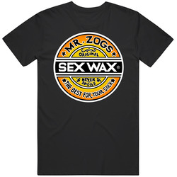 01 Sex Wax Mr Zogs Surf Shirt Short Sleeve Black Tee Retro Graphic Unisex Soft Cotton Black Mens Soft Cotton Tee T Shirt